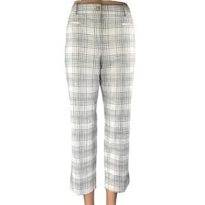 Ann Taylor Women White Black Plaid High Rise Straight Leg Trousers Pants Size 8